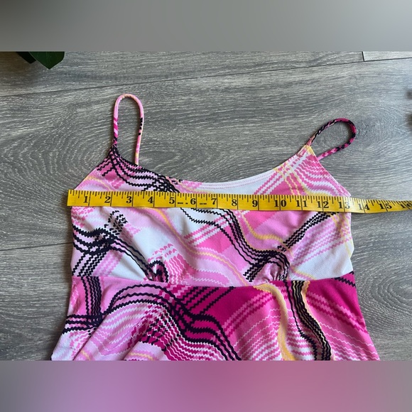 Belle Amie Vintage Y2K 90s Abstract Babydoll Handkerchief Hem Pink tank top M - Picture 7 of 9